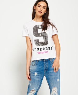 Superdry Capitol S Boxy Női Pólók Fehér/Fekete | KGWMT9720